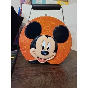 Disney Mickey Mouse &‎ Pals Embossed Metal Lunch Box Round Orange